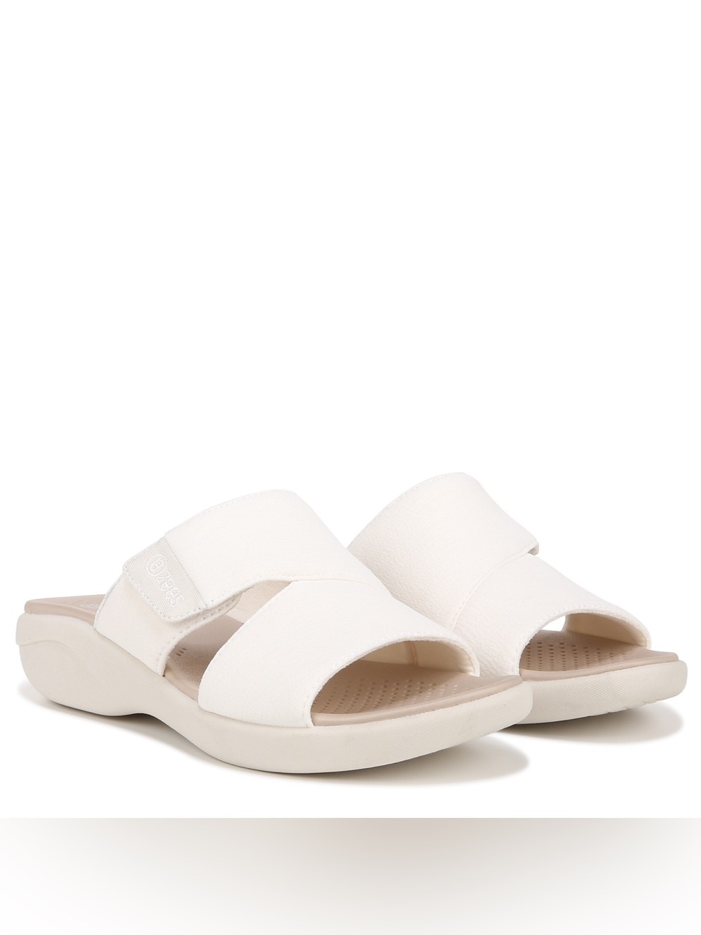 858. NEW SIZE 9M Bzees Cream Cross-Strap Slide Sandals